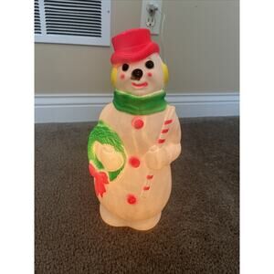 1968 Empire Plastic Blow Mold Christmas 13" Light Up Plugin Snowman Tabletop